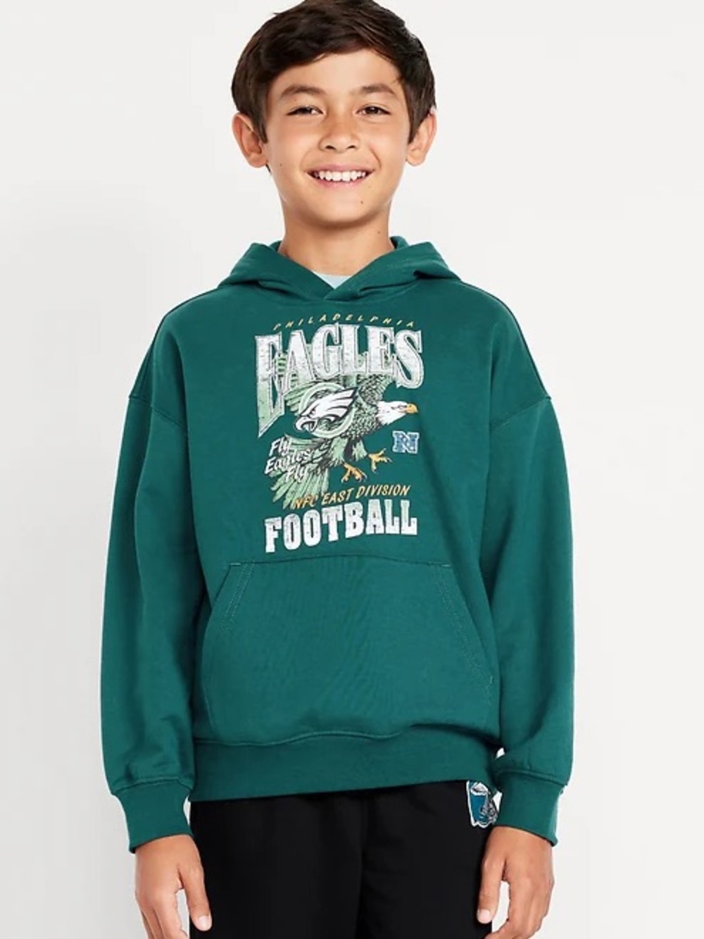 NWT Philadelphia Eagles Youth Green Hooded Pullover Sweatshirt, Size 5